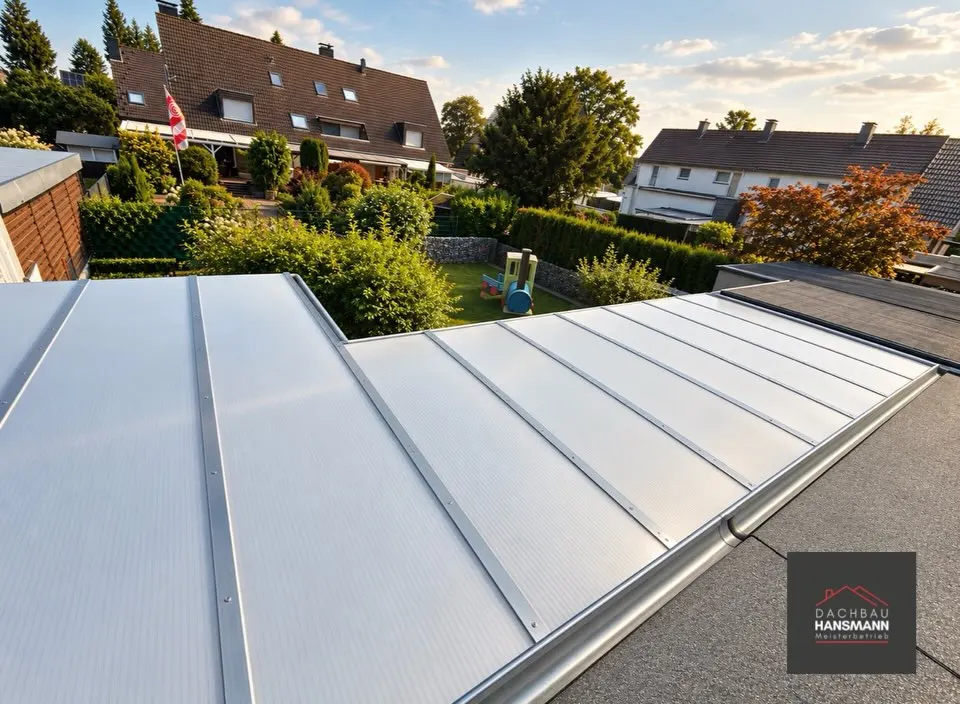 Erneuerte Terrassenüberdachung mit Stegplatten und Aluminiumprofilen
